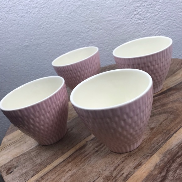 Vintage l 50s Red Wing Capistrano Mid-Century Pink Textured Basket Weave Tea Cup - Picture 4 of 14